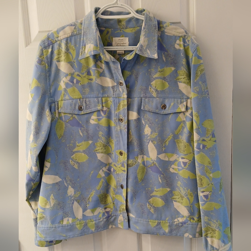 Christopher & Banks Stretch Jacket – Periwinkle Blue, XL, Jean Jacket Silhouette